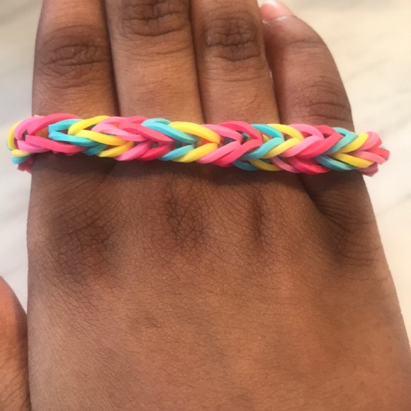 Handmade Pink, Red, Yellow, and Blue bracelets set - Picture 4 of 8